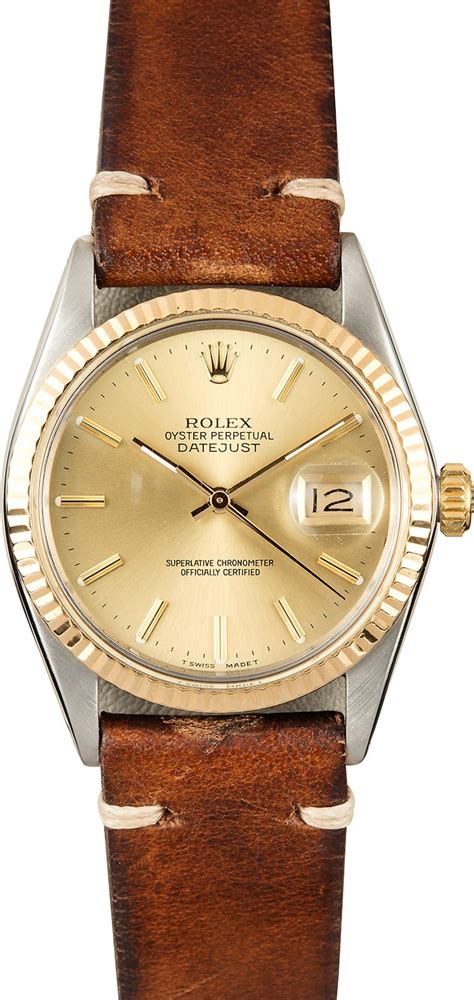 rolex datejust mit lederband|rolex datejust with leather band.